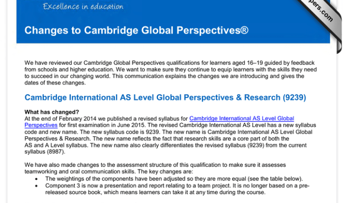 Aice global perspectives past papers