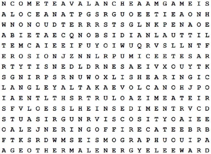 Earth science word search answers