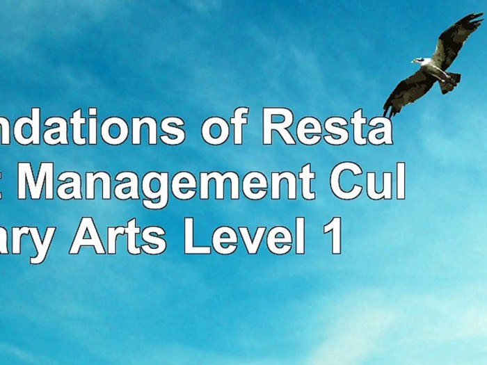 Foundations of restaurant management and culinary arts level 1