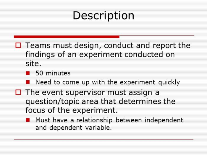 Science olympiad experimental design examples