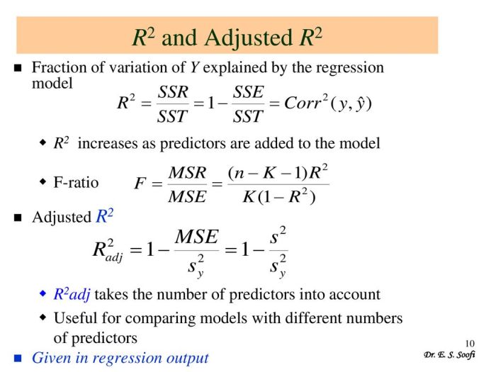 R2adj can exceed r2 if there are several weak predictors.